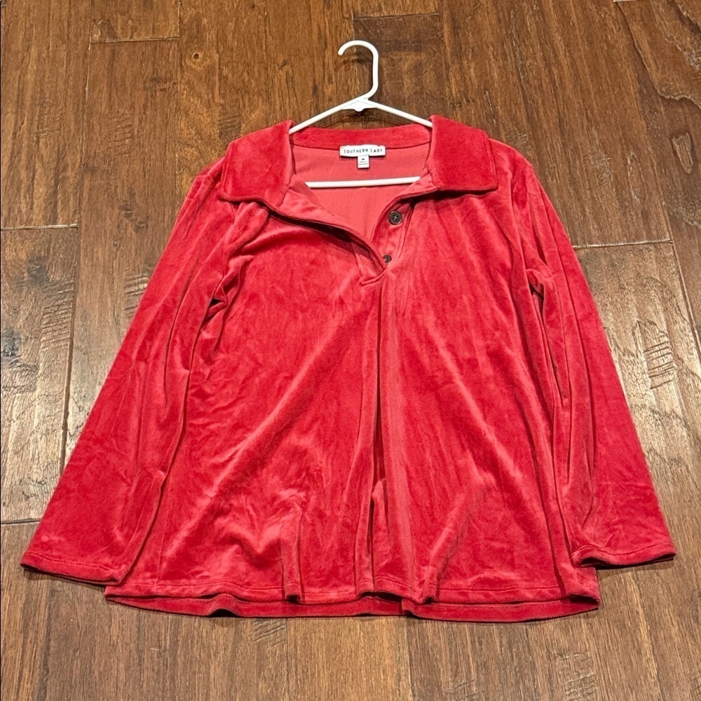 Alfred Dunner Vibrant Velvet Material Red Women's Jacket - Picture 9 of 9